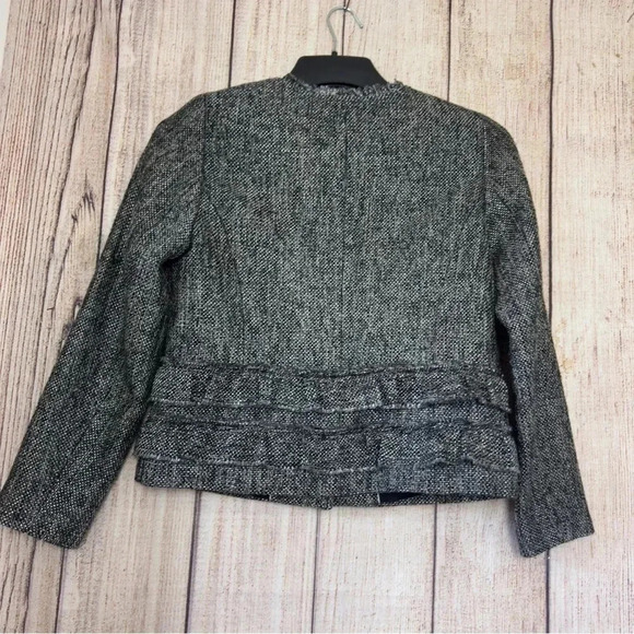 Talbots Womens Tweed Ruffle Trim Wool Blend Blazer Jacket size 4P - Picture 3 of 13